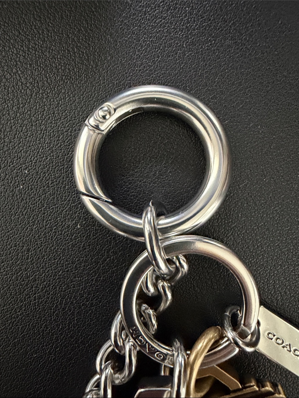 Coach Rogue 31 Loved Leather Silver Brass Keys Charm Cluster Keychain - Picture 8 of 12